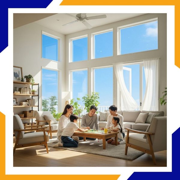 Family enjoying time at home