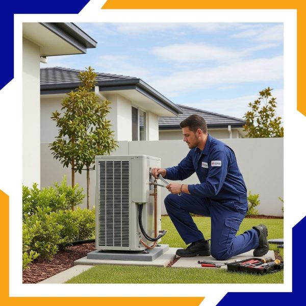 HVAC tech repairing a unit