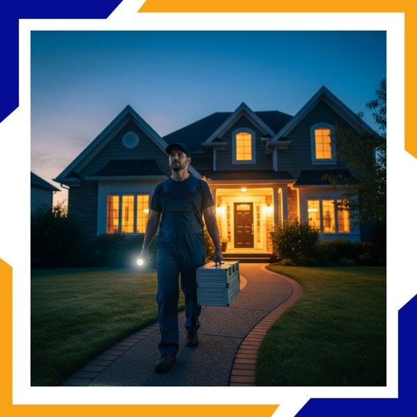 HVAC tech showing up to a home at night