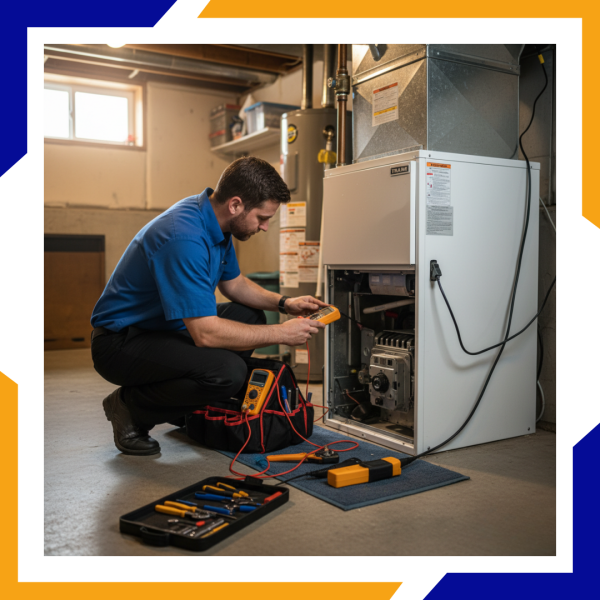 3 Heating Repair in Timnath technician working on the furnace repair