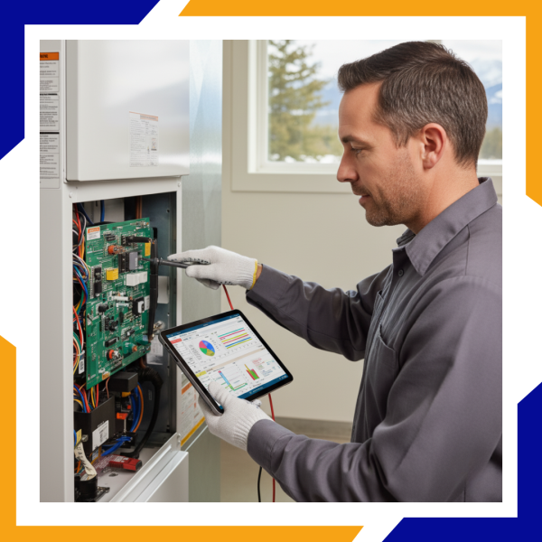 4 Heating Repair Estes Park HVAC tech doing diagnostics