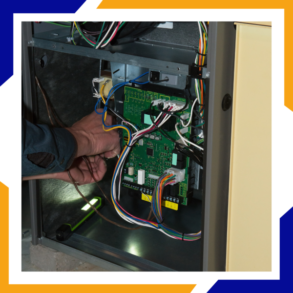 working on circuit board of heating unit