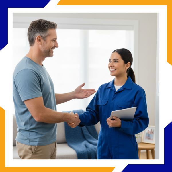Broomfield 3 technician talking to homeowner