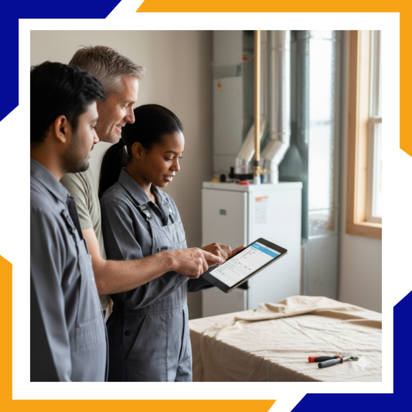 Heat Install Windsor 3 discussing heating solutions with a homeowner