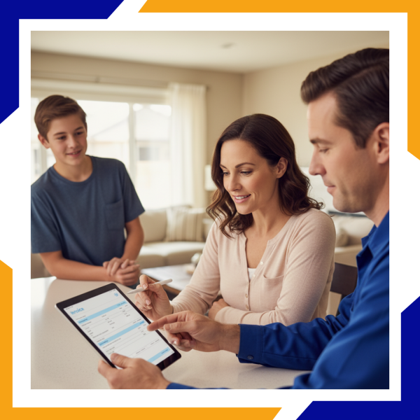 Heat Repair Lafayette 3 Heater repair-person talking to homeowners