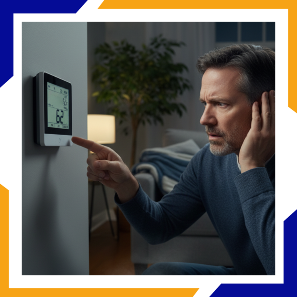 Wellington 4 homeowner looking at thermostat