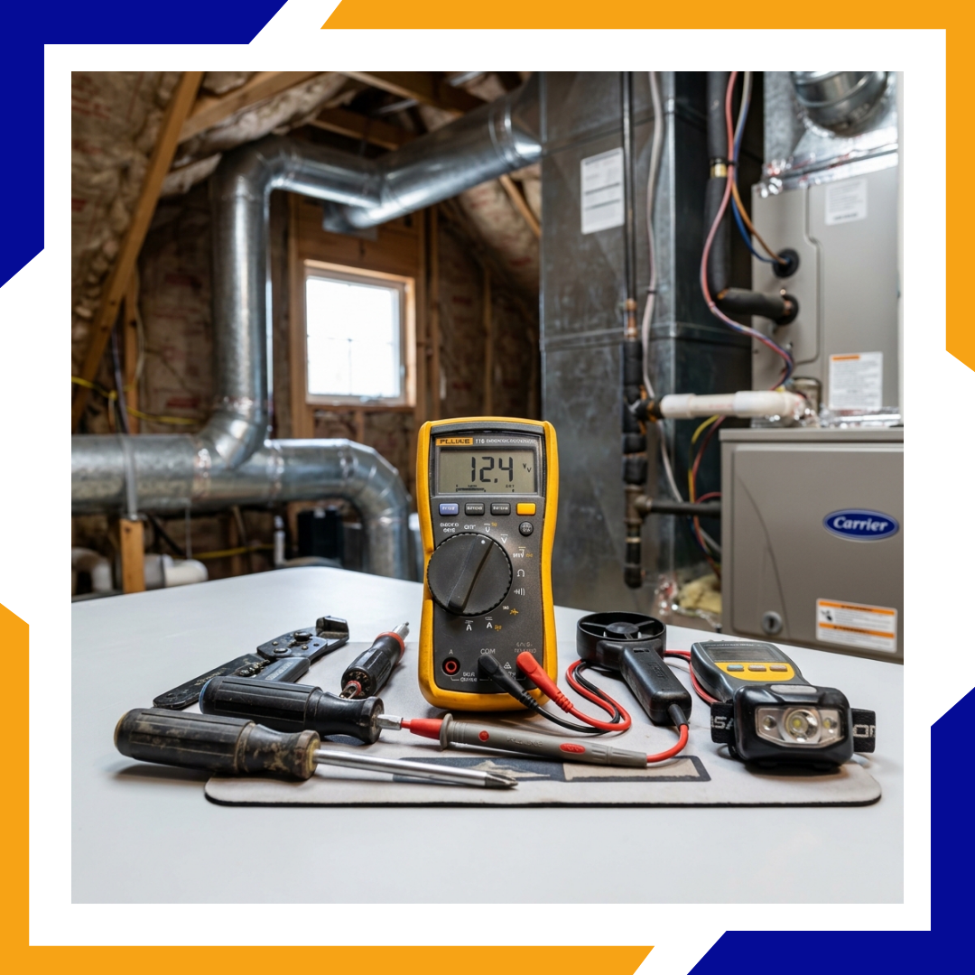 Professional diagnostic tools used for precise air conditioning system setup.
